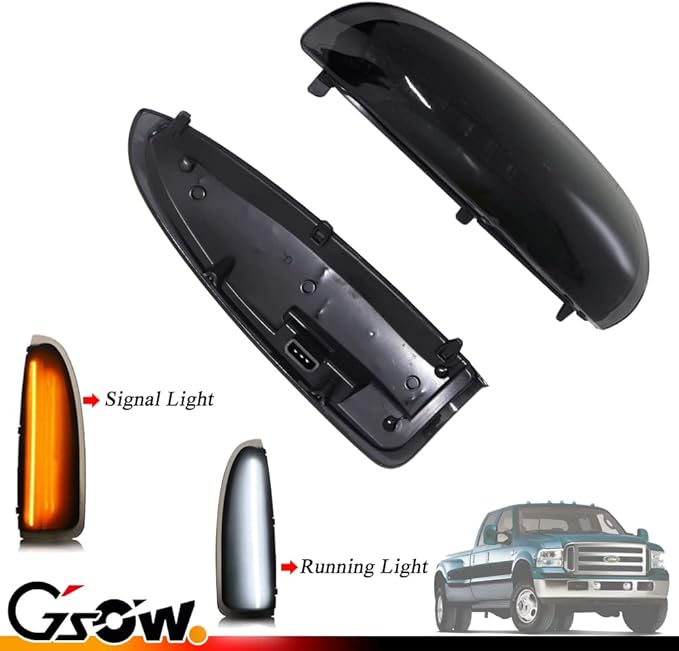 2 PCS LED Side Mirror Marker Lights for Ford 2003-2007 F250 F350 F450 F550 F650 Super Duty / 2000-2005 Excursion, LED Sequential Side Mirror Turn Signal Lamp Assembly - Switchback