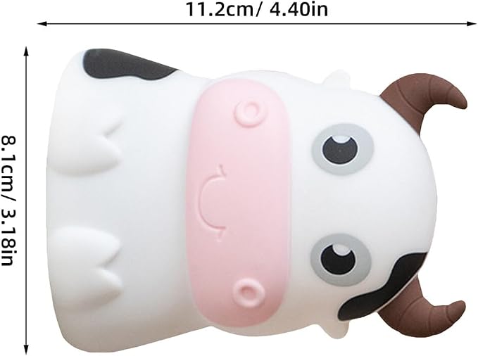 DOITOOL Cow Night Light Silicone Baby Night Lamp Cartoon Nursery Light Tabletop Bedside Lamp for Kids Room Decor Nursery Birthday Gift