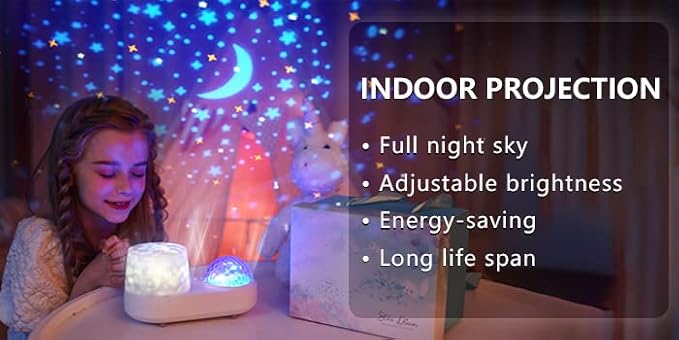 Ocean Night Light Projector, Kids Galaxy Projector for Bedroom, Nebula Star projector with USB Cable, 360 Degree Rotation Kid Night Light Lamp for Decorating Party,Birthdays,Christmas Gifts