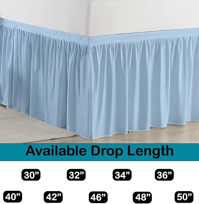 Dorm Bed Skirt, Twin XL, 32" Drop, Light Blue | Soft Microfiber Fabric, College dorm rooms, Hides under-bed storage, Fits 39"x80" Beds, Wrinkle-resistant, Machine Washable