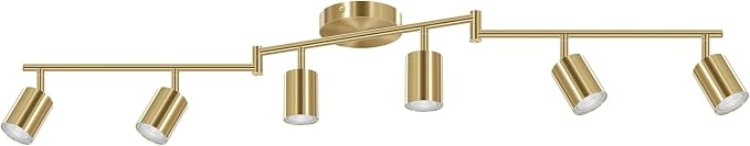 AUQUEE 6 Light Track Lighting Fixtures Ceiling, Gold Kichen Track Lighting Fixtures with Rotatable Light Heads, Foldable Lamp Arms, Modern LED Track Lights for Kitchen/Hallway, No GU10 Bulb
