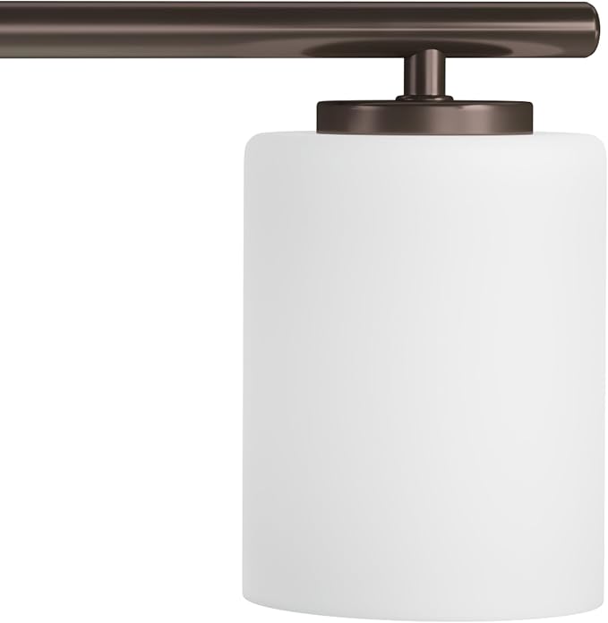 Progress Lighting Replay Collection 3 Light Bathroom Vanity Light, Modern Bath Lighting Fixture with Etched White Glass Shades for Over the Mirror, Reversible Mounting, Antique Bronze