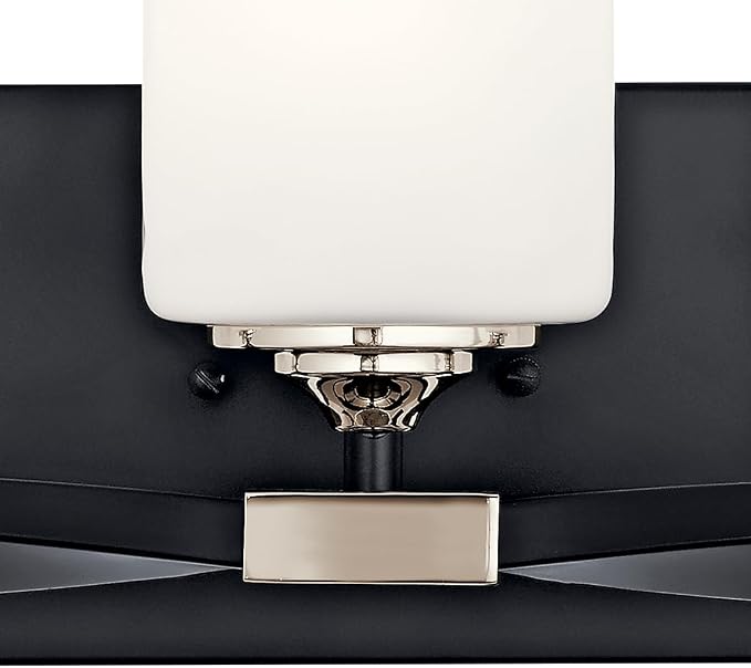 Kichler Marette 3-Light Bathroom Vanity Light, Black | Modern transitional vanity light with satin etched cased opal glass (22.75" x 8"), 55002BK