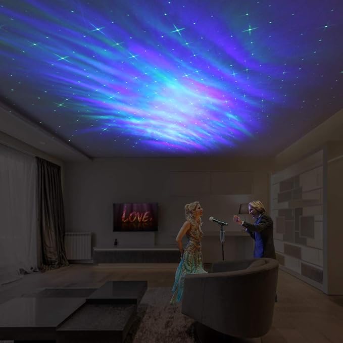 LedMAll Star Aurora Green and RGB LED Night Lights Decorative Projector with Bluetooth Speaker and Remote Control - Dark Gray