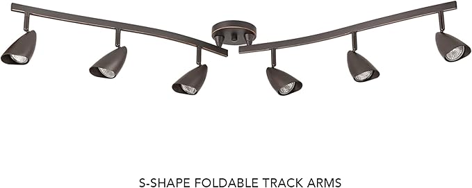 Globe Electric 59376 Grayson 6-Light Adjustable S-Shape Track Lighting, Bronze Color, Oil Rubbed Finish