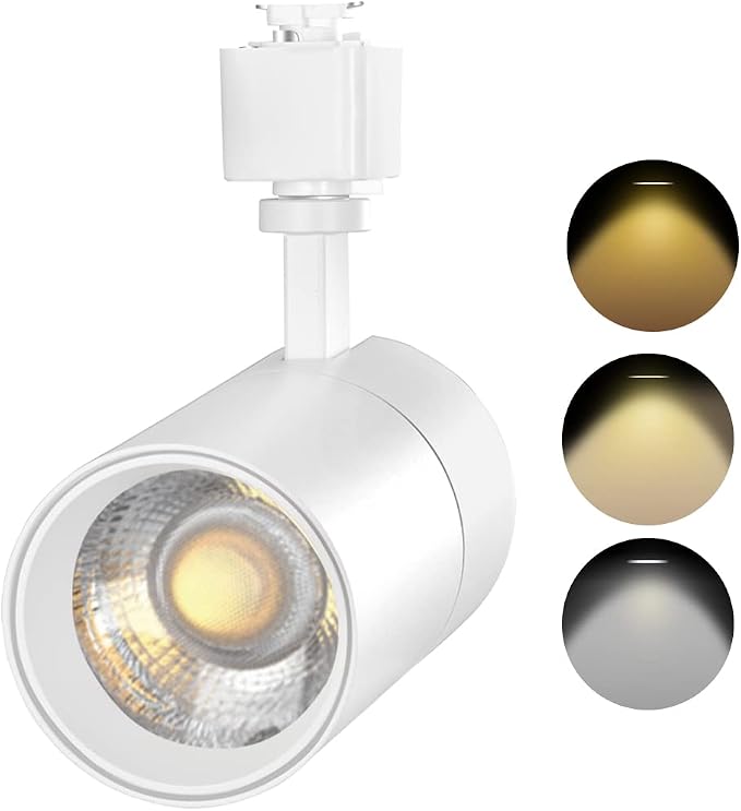 VANoopee 3-Color J Type Track Lighting Heads 20W for Juno Rail - Dimmable Bright LED Track Light Fixtures 3000K 4000K 5000K Ceiling Spotlight for Accent Task, No Flicker CRI90+ 36° 2000lm White