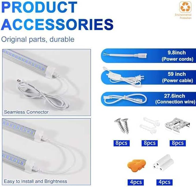 3FT Led Shop Light,3FT Lights 36W 6500K 5000LM Daylight,Led Shop Lights 110V Linkable Clear Cover Integrated V-Shape for Shop Garage Warehouse Workshop Commercial Bay Lighting(4-Pack)