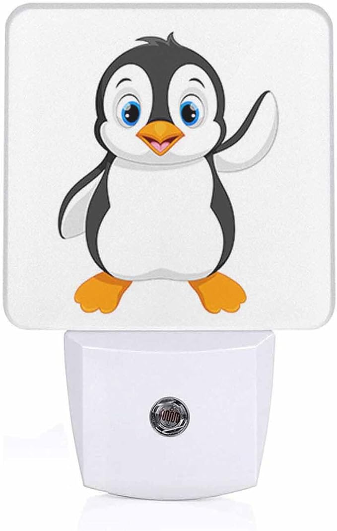 LED Night Light,Cute Cartoon Penguin LED Night Light Plug into Wall with Dusk to Dawn Light Sensor White Energy Efficient Nightlight for Bedroom Bathroom Hallway Living Room Kitchen