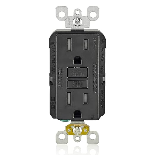 Leviton GFCI Outlet, 15 Amp, Self Test, Tamper-Resistant with LED Indicator Light, Protection from Electric Shock and Electrocution, GFTR1-E, Black