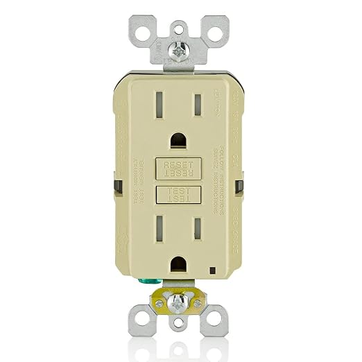 Leviton GFCI Outlet, 15 Amp, Self Test, Tamper-Resistant with LED Indicator Light, Protection from Electric Shock and Electrocution, GFTR1-I, Ivory