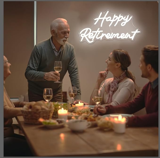 Happy Retirement Neon Signs for Wall Decor,Dimmable Neon Lights for Bedroom Wall Decor USB Powered Led Signs for Bedroom Wall Birthday Party Gifts Retirement Party Decor