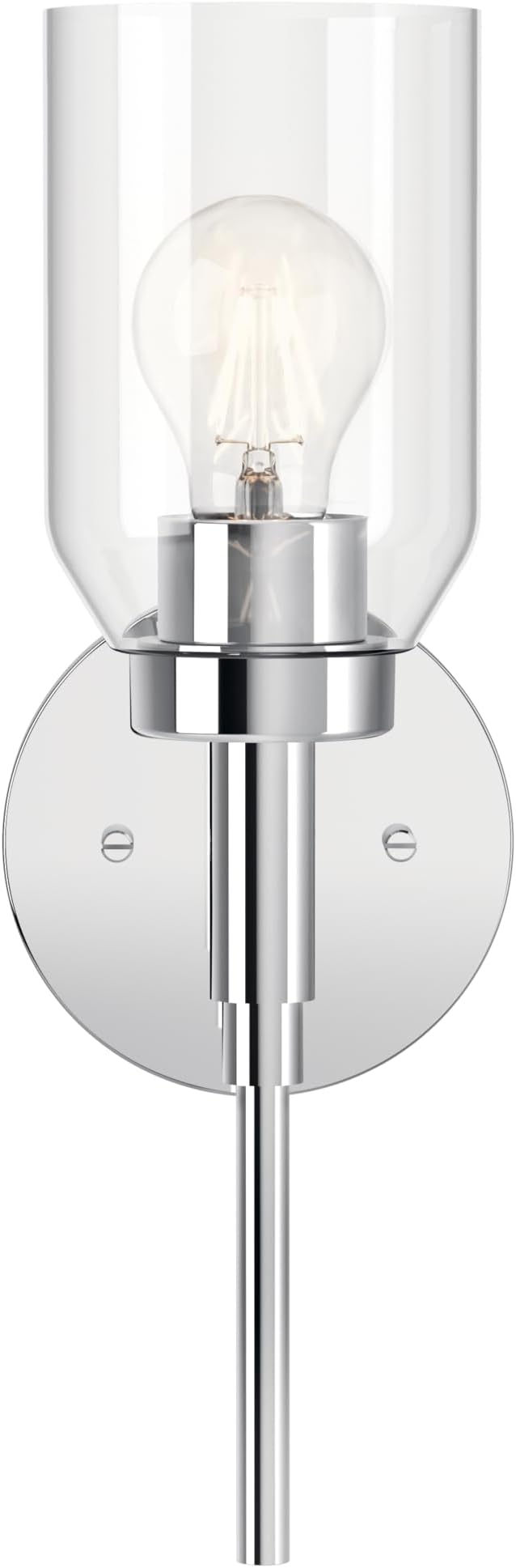Kichler Madden 1-Light Bathroom Wall Light, Chrome | Modern wall light with clear glass for bathrooms and hallways (14.75" x 5" x 5.25"), 55183CH