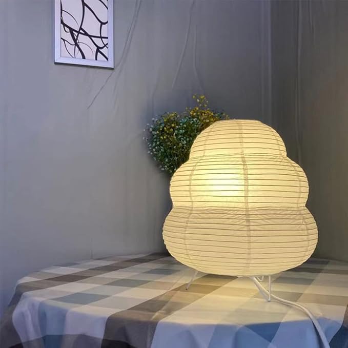 Cute Paper Lamp, Ambient Lighting Lamp, Cozy Accent Side Table Lamp, Small Warm Glow Light for Bedroom Living Room Desk (White, 10.24"x9.06"x9.06")