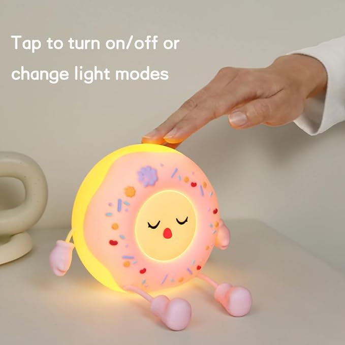 Doughnut Night Light - Kawaii Donut Bedside Night Lamp Desk Decor USB Recharging, Delay-off Bedroom Sleep Light, Cute Gifts for Girls, Boys, Teens, Friends Birthday, Thanksgiving, Christmas