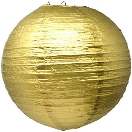 Mudra Crafts Black Gold Paper Lanterns Wedding Party Decorations - 12 in 10 Round Hanging Ceiling Lanterns, 10 Pack, Decorative Lamp Shades