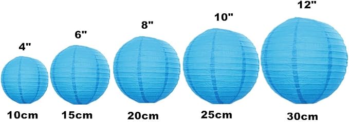 Folding Round Paper Lantern Reusable Chinese/Japanese Style Hanging Ornament Lamp Cover for Garden Birthday Party Decoration Supplies(Blue,10pcs Assorted Sizes)