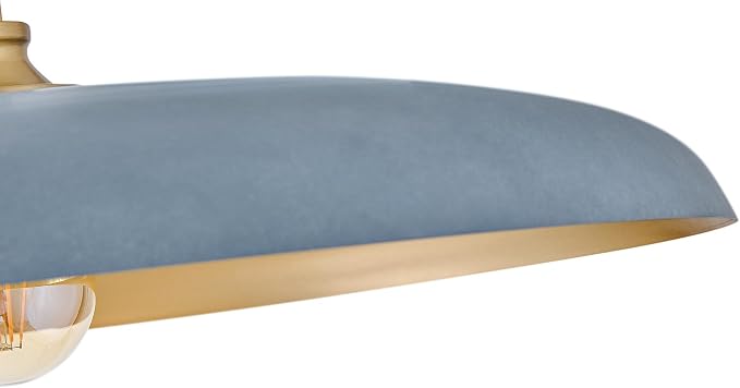 Hinkley Sadie 24" Large Dome Chandelier, Vintage Denim with Lacquered Brass | Two Tone Saucer Pendant, Includes (5) 7" Downrods, Needs a Med. LED Bulb, Adjustable Height, Dining Room, Kitchen
