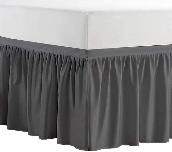 Shreem Linen Dorm Bed Skirt Twin XL, 36 Inch-Drop, 100% Microfiber Extra Long Bedskirt, Dark Grey