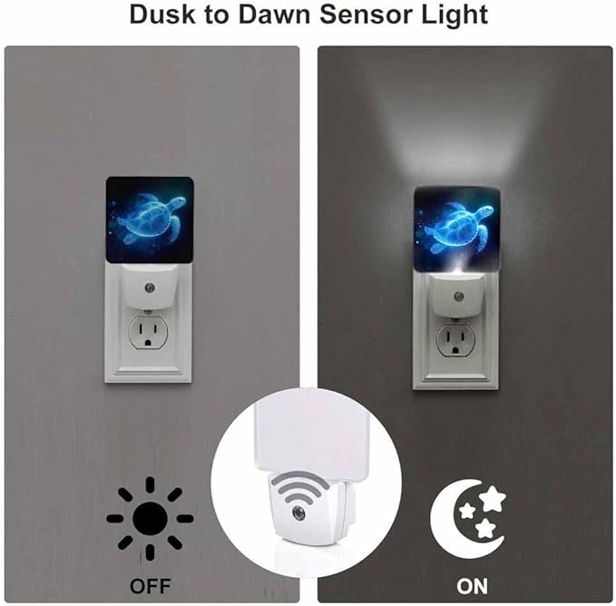 Sea Turtle Night Light Plug-into Wall Ocean Milky Way Nightlight Lamp with Dusk to Dawn Sensor, Led Lamp 0.5W Energy Efficient for Home Decor