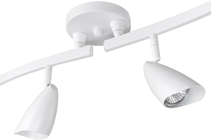 Globe Electric 59353 Grayson 6-Light Adjustable S-Shape Track Lighting, White Color, Matte Finish, 8.66", Bulbs Not Included