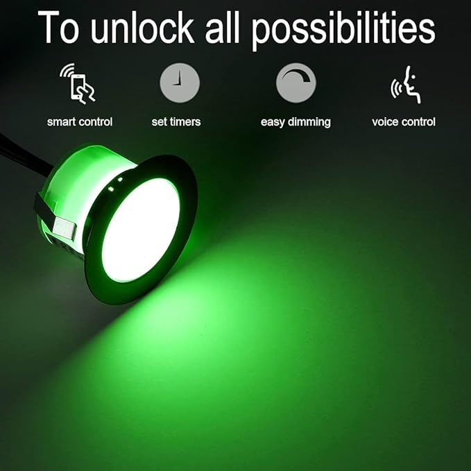 Sumaote LED Deck Lights Kit Black Shell 50 pcs 1.22 Inch WiFi Smart Phone Control Low Voltage Recessed RGBW Deck Lamp Landscape In-ground Lighting Waterproof Outdoor Yard Path Stair Decor
