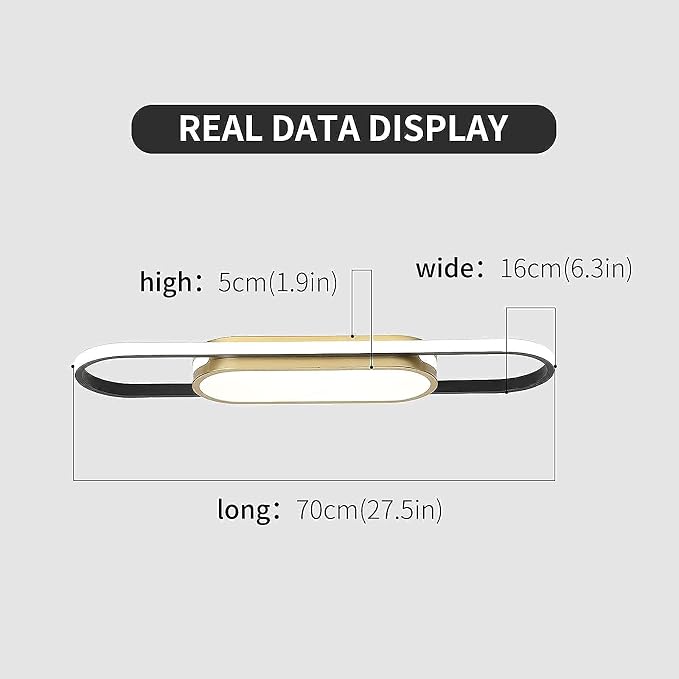 Tioolo Modern LED Flush Mount Ceiling Light, Dimmable with Remote, 27.5in | 3000K-6500K Linear Ceiling Light Fixture, Black Gold Acrylic Ceiling Lamp with Memory for Kitchen, Living Room, Bedroom, 40W