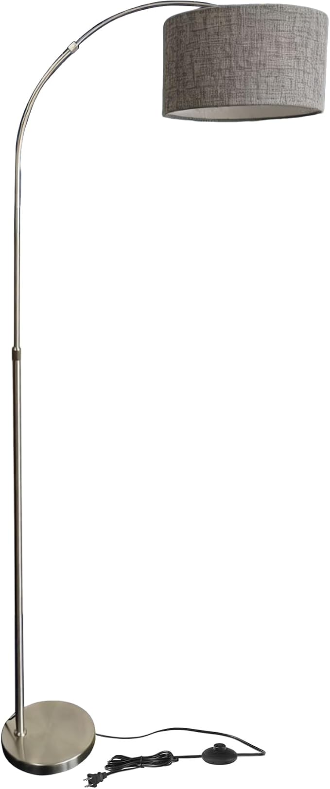 Arc Floor Lamp with Marble Base and Adjustable Height, Rotating Hanging Shade, Dimmable Floor Lamp for Living Room with Remote and Foot Switch, 3 Color Temperature, Brushed Nickel SNH15LD05
