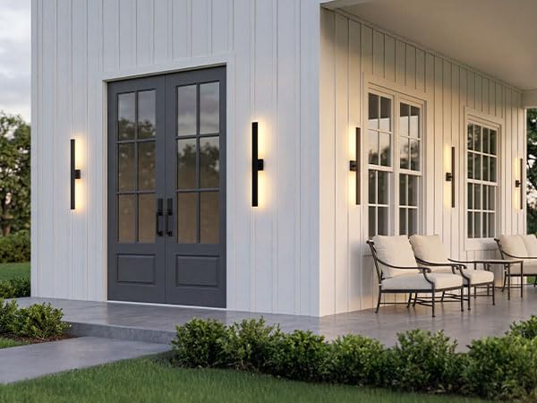 Aluminum 32 Inch Modern Wall Sconces Set of 2 LED 26W Black Sconce | WaterproofWall Lighting Indoor Outdoor Hardwired Wall Lights for Office,Porch, Bedroom, Bathroom, Living Room,Garden