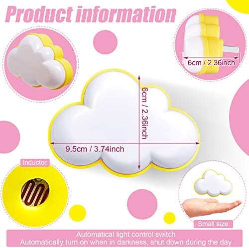 Mudder 2 Pack Night Light Plug into Wall Soft LED Night Light Cute Wall Nursery Lamp Warm Sensor Plug-in Intelligent Nightlight for Bedroom Hallway(Cloud,Yellow)