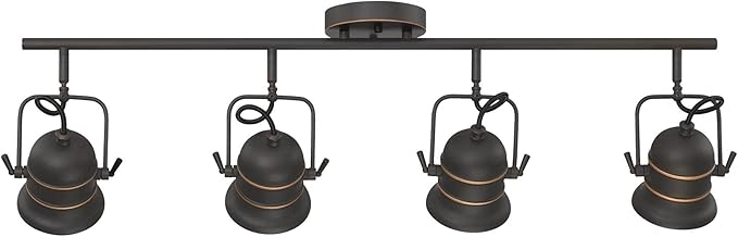 Westinghouse 6116800 Boswell Vintage-Style Four-Light Indoor Track Light Kit, Oil Rubbed Bronze Finish with Highlights,Metal Shades