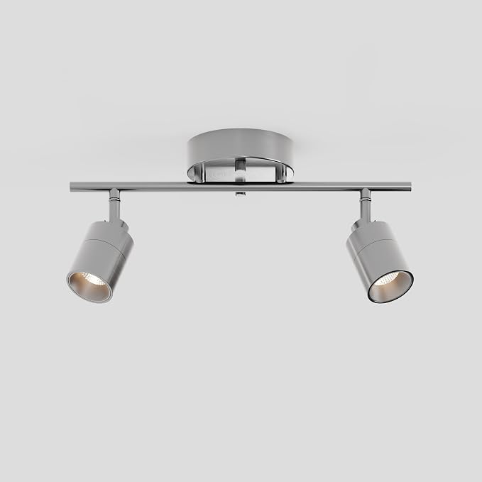 Shura Brushed Nickel 2-Light Track Light with Rotatable Heads, Integrated LED Bulbs, 15 in. Track Lighting Kit, 3000k, 1120 Lumens