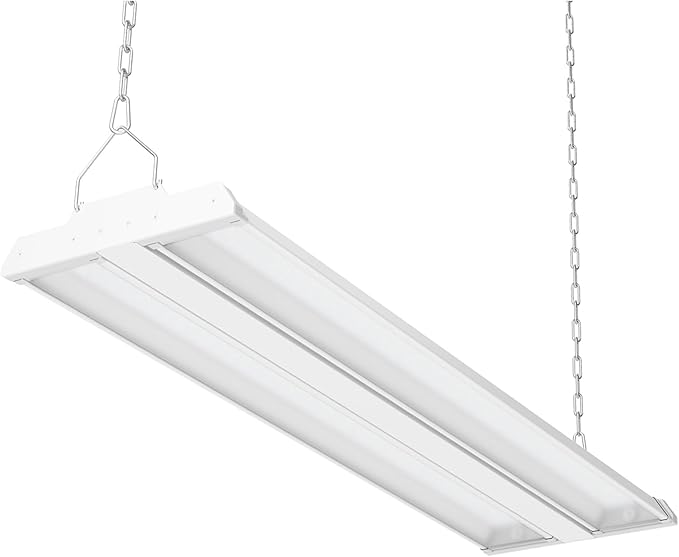 Allsmartlife LED Linear High Bay Shop Light 1-Pack, 5000K Daylight 300W 40500LM 0-10V Dimmable, Adjustable Tilt Hanging LED Shop Light Fixture for Garage Warehouse Workshop