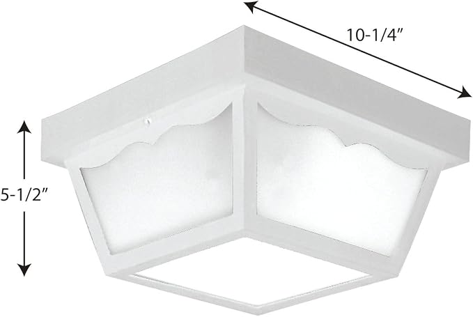 Progress Lighting 2-Light Indoor and Outdoor Flush Mount Ceiling Light, Interior and Exterior Ceiling-Mount Light Fixture for Porch Light, Patios, Garages, Hallways, 10-1/4'' by 5-1/2'', Black