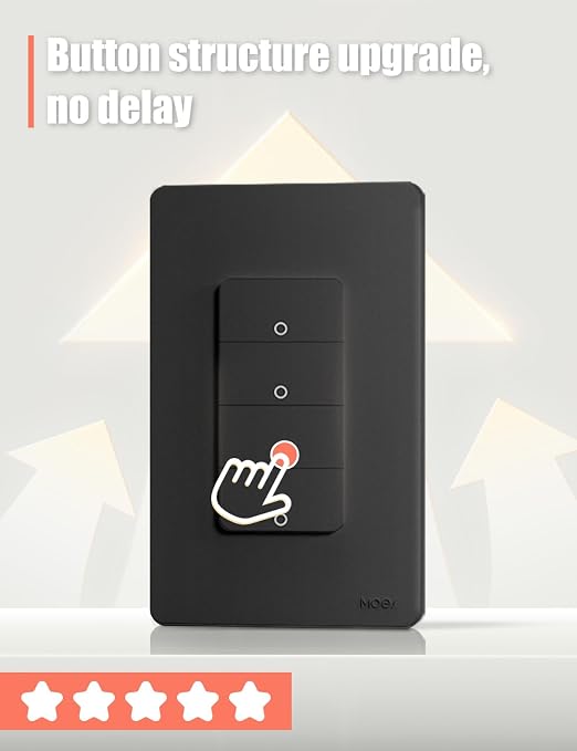 MOES WiFi Smart Light Switch 1 Gang, Neutral Required, Black | Inteligente Single Pole Switch, Compatible with Alexa Google Assistant, Remote Control, No Hub Required