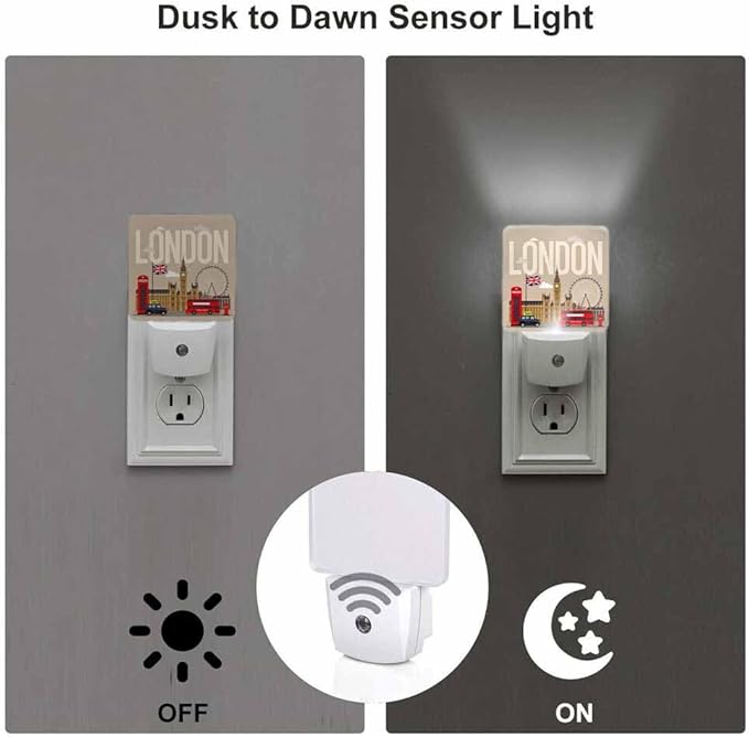 London Night Light Landmark City Bus Station 0.5W Night Lights Auto LED Lamp Energy Saving Square Lights for Room Bedroom Bathroom