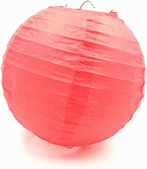 Folding Round Paper Lantern Reusable Chinese/Japanese Style Hanging Ornament Lamp Cover for Garden Birthday Party Decoration Supplies(Red,10pcs Assorted Sizes)