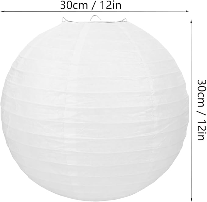 30 Pack 12 Inch Elegant White Round Lanterns for Party, Weddings, Birthdays