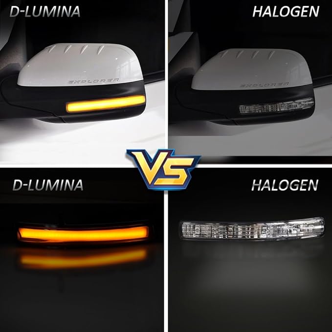 D-Lumina Sequential LED Side Mirror Turn Signal Lights Smoked Lens for Fo-rd Explorer 2011-2019, Dynamic Indicator Mirror Marker Blinker Light Lamp, Pack of 2
