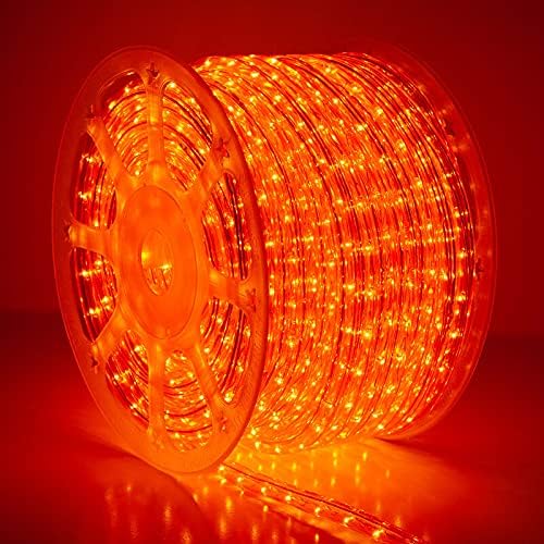 Wintergreen Lighting 150' 1800-Bulb Heavy Duty Incandescent Orange Rope Light Kit – Halloween Lights Outdoor – Accessories Included, 120V, ½ Inch, 2-Wire