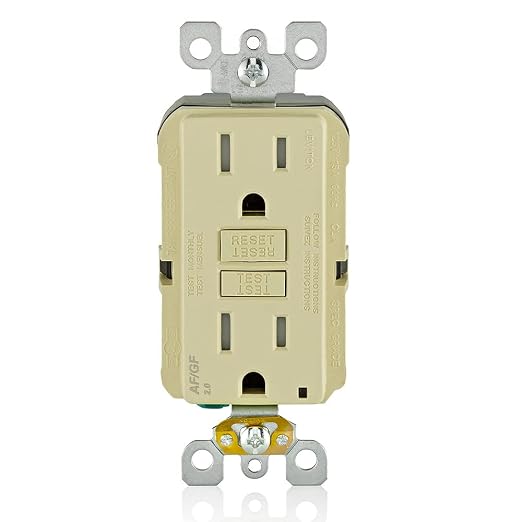 Leviton Dual-Function AFCI/GFCI Outlet, 15 Amp, Self Test, Tamper-Resistant with LED Indicator Light, Protection from Both Electrical Shock and Electrical Fires in One Device, AGTR1-I, Ivory
