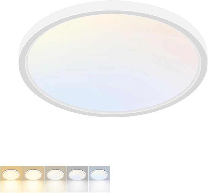 LED Flush Mount Ceiling Light,7Inch 15W,3000K/3500K/4000K/5000K/6500K 5 Color Temperatures Ceiling Light Fixture for Kitchen Porch Hallway Bedroom Bathroom and Closet,White