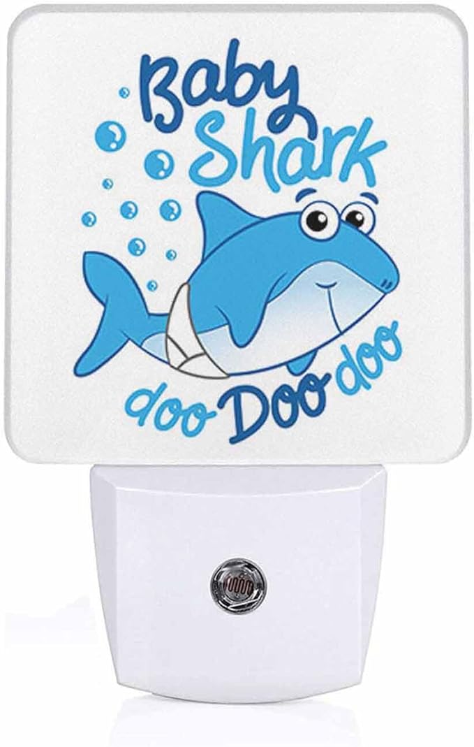 LED Night Light,Cartoon Bubbles Cute Shark LED Night Light Plug into Wall with Dusk to Dawn Light Sensor White Energy Efficient Nightlight for Bedroom Bathroom Hallway Living Room Kitchen