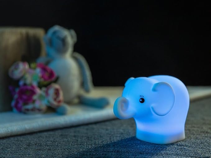 Elephant Night Light for Kids, Baby Nursery NightLight for Breastfeeding | New Born Baby Essentials Must Haves, BPA Free Silicone Night Lamp, Dimmable Nightlight, Rechargeable Light for Kids Adult