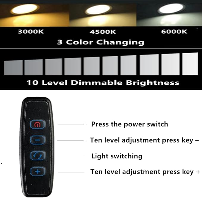 2-Pack 3W Wall Mounted LED Light, 3 Color Temperatures (3000K-4500K-6000K) and 10-Level Dimmable Gooseneck Lamp, 48cm Flexible Neck with 360 Rotation, USB-Powered for Bedroom, Office, Closet