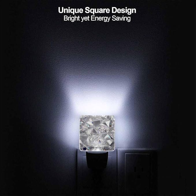 Crystal Night Light Abstract 3D Clear Texture 0.5W Night Lights Auto LED Lamp Energy Saving Square Lights for Room Bedroom Bathroom