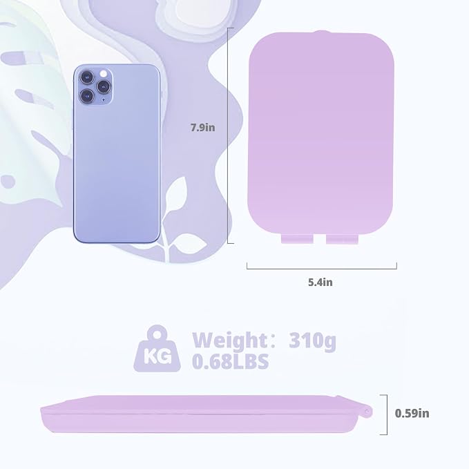 Travel Makeup Mirror, Portable Rechargeable Mirror with Lights | USB-Rechargeable, 3 Color LED Lighting, Adjustable Brightness, 7.9x5.4 inch, 1200mAh Battery, Gift for Women and Girls,Purple