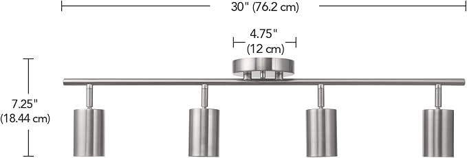 Globe Electric Pratt 4-Light Track Lighting, Brushed Nickel Finish, Bulb Not Included