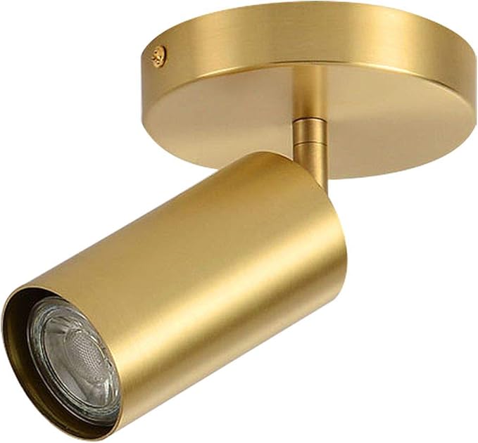 KCO Lighting Modern LED Tacking Lighting Brushed Gold Flush Mount Ceiling Spotlight Fixtures Single Brass Kitchen Track Lighting Indoor Ceiling Spot Light Fixture