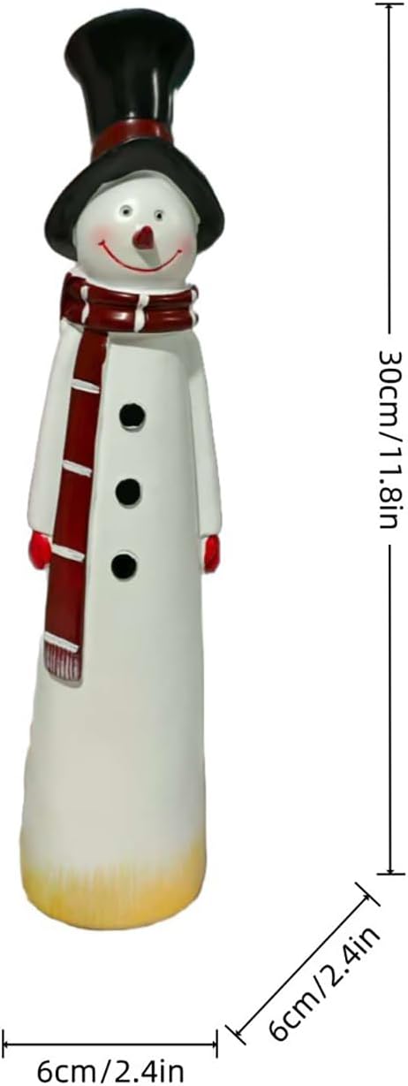 Christmas Snowman Figurine Statue Resin Cute Snowman Wearing Red Hat & Scarf Designs Christmas Table Sculpture Ornament Decor for Winter Xmas Party Home Office Shelf Indoor Decor Holiday Festive Gifts