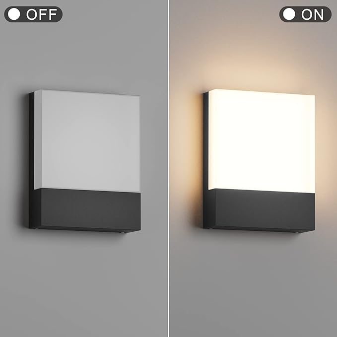 Modern Outdoor Led Wall Light, 24W 3000K Wall Porch & Patio Light,Exterior Hardwired Wall Light Fixtures,IP65 Waterproof Square Wall Lamp for Garage, Front Door,House Yard(Black,4-Pack)